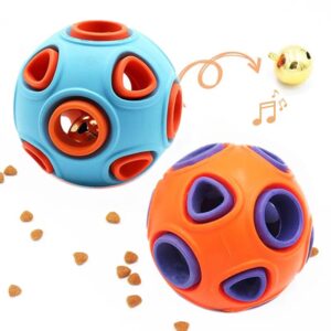 Dog Rubber Ball With Bell Sound, 2-Pack, Interactive Pet Chew Toy For Puppies And Small Dogs.Please Note That Both Items Shipped Are Intended As Bells And Do Not Include Lights.